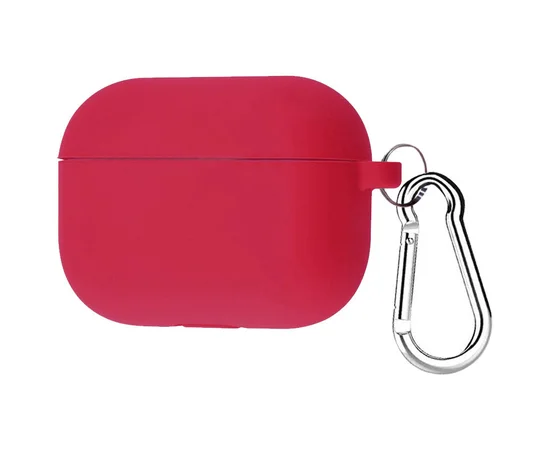 Силиконовый футляр с карабином для наушников AirPods Pro Красный / Rose Red