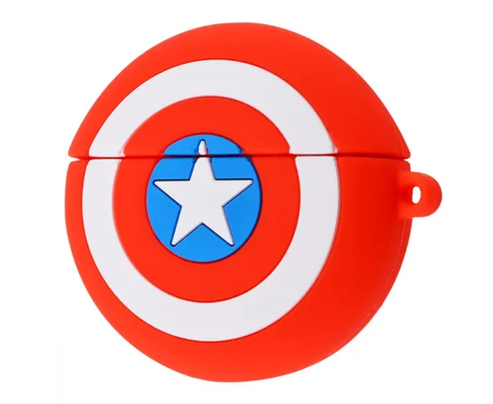 Силиконовый футляр Marvel & DC series для наушников AirPods 3 + кольцо Капитан Америка / Красный
