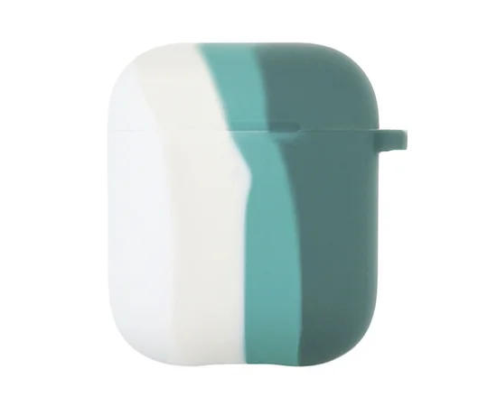 Силиконовый футляр Colorfull для наушников AirPods 1/2 Белый / Зеленый