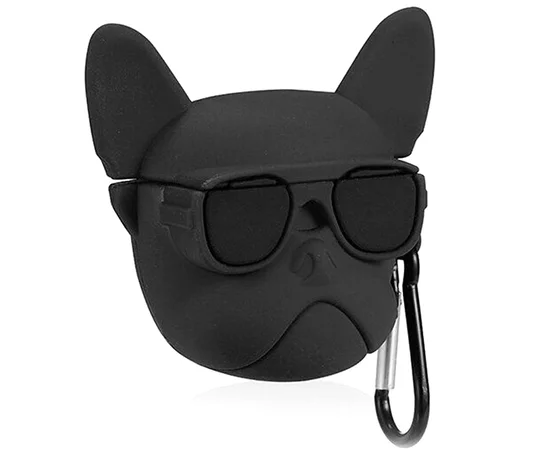 Силиконовый футляр Bulldog для наушников AirPods + карабин Бульдог / Черный