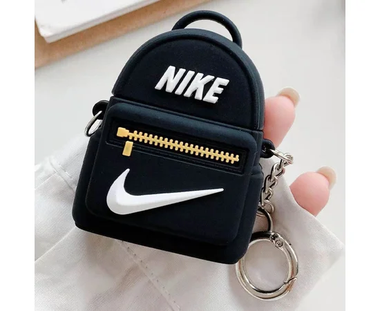 Силиконовый футляр Brand для наушников AirPods 1/2 + кольцо Nike Bag Black