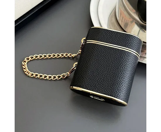 Кожаный футляр Suitcase для наушников AirPods 1/2 Black