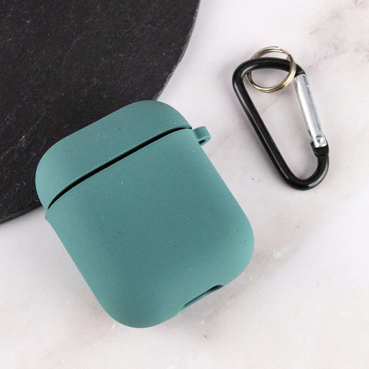 Силиконовый футляр с микрофиброй для наушников Airpods 1/2 Зеленый / Pine green