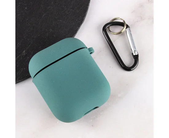Силиконовый футляр с микрофиброй для наушников Airpods 1/2 Зеленый / Pine green