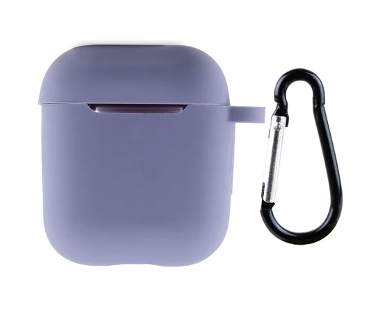 Силиконовый футляр New с карабином для наушников Airpods 1/2 Серый / Lavender Gray