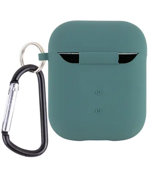 Силиконовый футляр с микрофиброй для наушников Airpods 1/2 Зеленый / Pine green