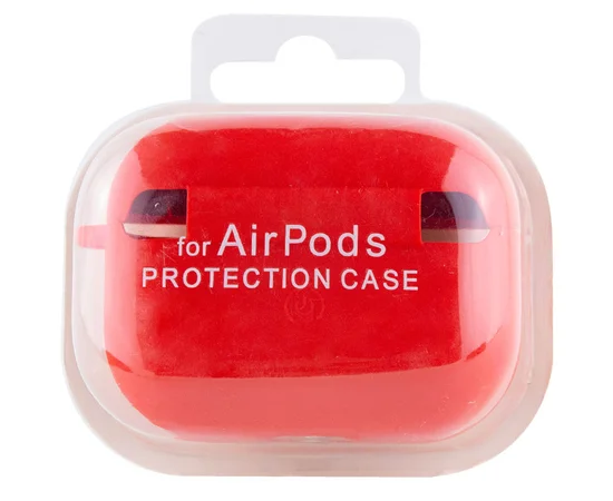 Силиконовый футляр с микрофиброй для наушников Airpods Pro Красный / Red