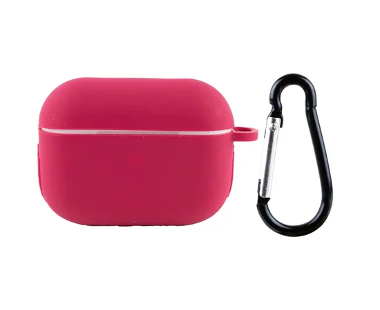 Силиконовый футляр New с карабином для наушников Airpods Pro Красный / Rose Red