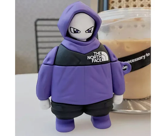 Силиконовый футляр The North Face для наушников AirPods 1/2 + карабин Фиолетовый