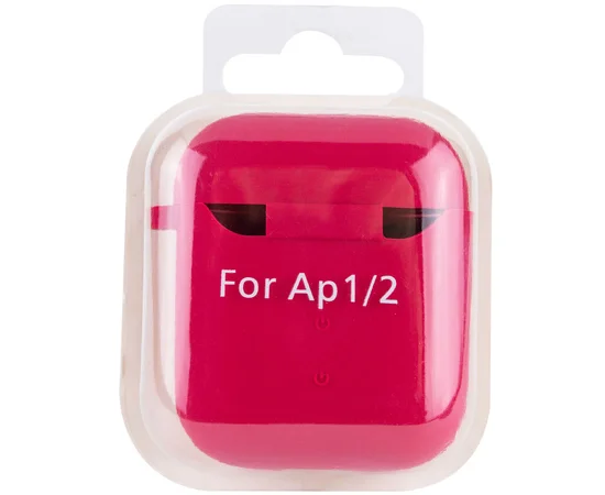 Силиконовый футляр с микрофиброй для наушников Airpods 1/2 Красный / Rose Red