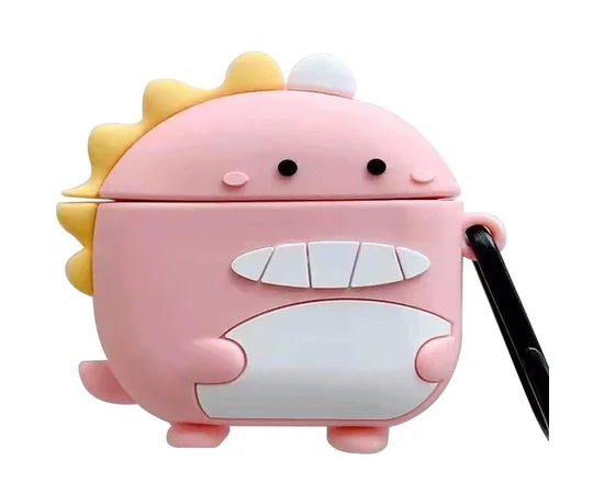 Силиконовый футляр Cartoons&Heroes для наушников AirPods 3 + карабин Дракон розовый