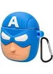 Силиконовый футляр Marvel & DC series для наушников AirPods + карабин Капитан Америка/Синий