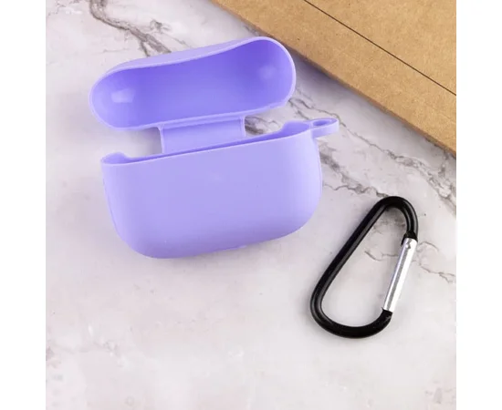 Силиконовый футляр New с карабином для наушников Airpods Pro Сиреневый / Dasheen
