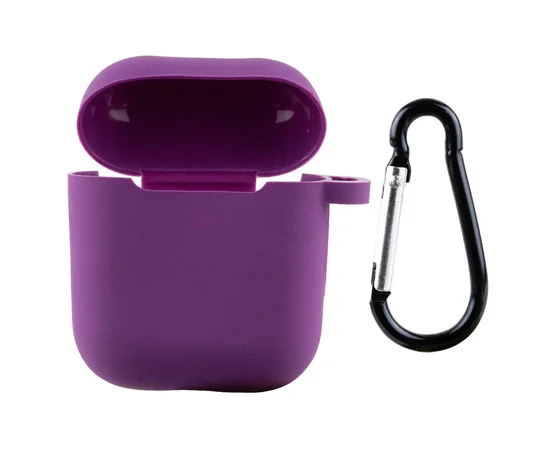 Силиконовый футляр New с карабином для наушников Airpods 1/2 Фиолетовый / Grape