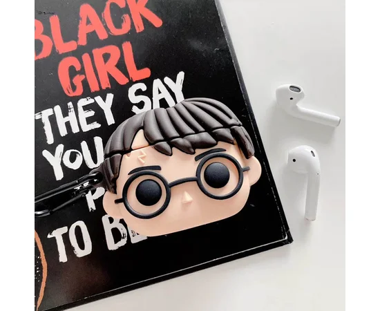 Силиконовый футляр Harry Potter для наушников AirPods 1/2 + карабин Гарри Поттер