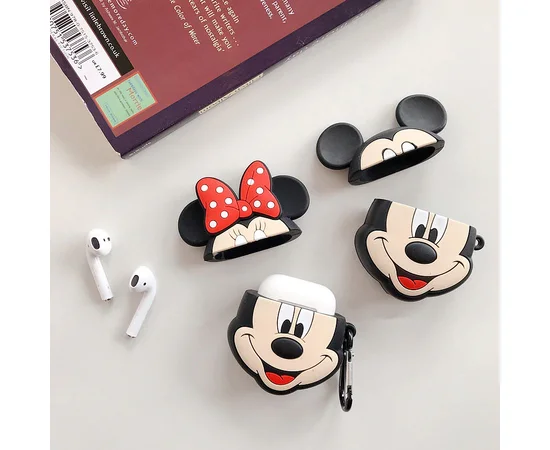 Силиконовый футляр Disney series для наушников AirPods + карабин Микки Маус