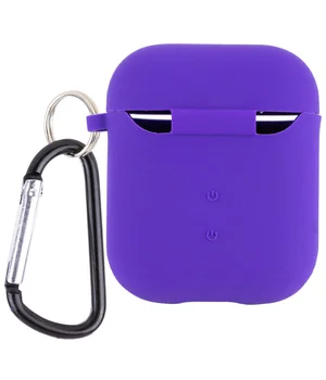 Силиконовый футляр с микрофиброй для наушников Airpods 1/2 Фиолетовый / Ultra Violet