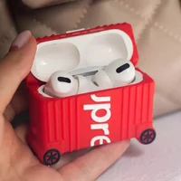 Силиконовый футляр Brand для наушников AirPods 3 + кольцо Supreme red