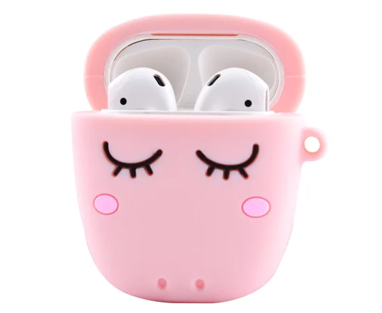 Силиконовый футляр Sleep Unicorn series для наушников AirPods + кольцо Розовый