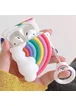 Силиконовый футляр Rainbow для наушников AirPods + кольцо Радуга / Белый