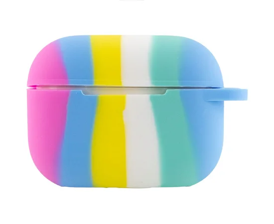 Силиконовый футляр Colorfull для наушников AirPods Pro Темно-розовый / Голубой