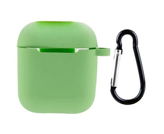 Силиконовый футляр New с карабином для наушников Airpods 1/2 Мятный / Mint