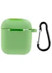 Силиконовый футляр New с карабином для наушников Airpods 1/2 Мятный / Mint