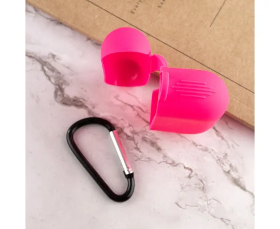 Силиконовый футляр New с карабином для наушников Airpods Pro Розовый / Barbie pink