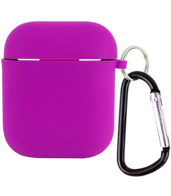 Силиконовый футляр с микрофиброй для наушников Airpods 1/2 Фиолетовый / Grape