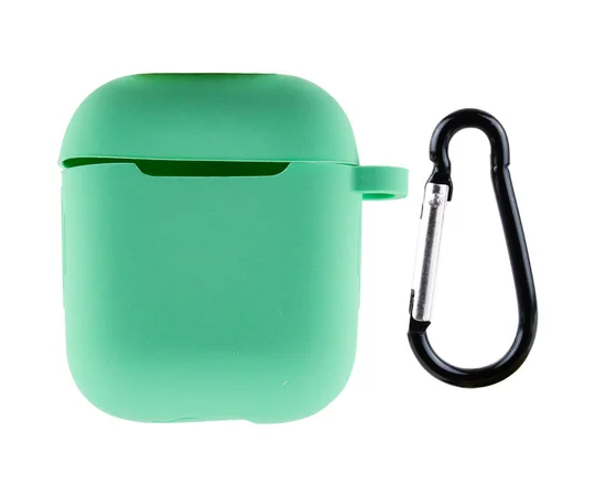 Силиконовый футляр New с карабином для наушников Airpods 1/2 Зеленый / Spearmint