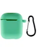 Силиконовый футляр New с карабином для наушников Airpods 1/2 Зеленый / Spearmint