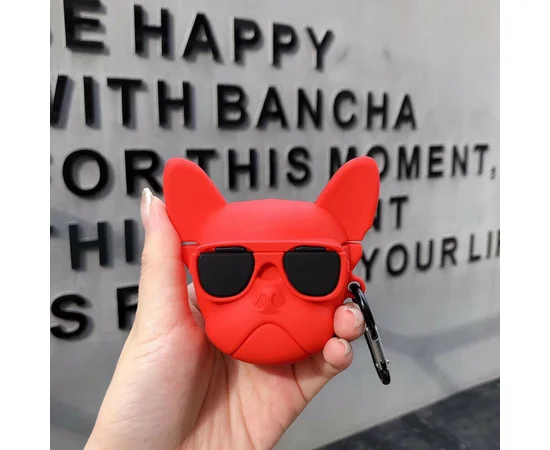 Силіконовий футляр Brand для навушників AirPods 1/2 + карабін Karl Lagerfeld red