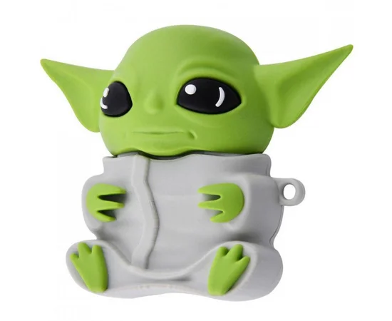 Силиконовый футляр Cartoons&Heroes для наушников AirPods 1/2 + карабин Грогу серый