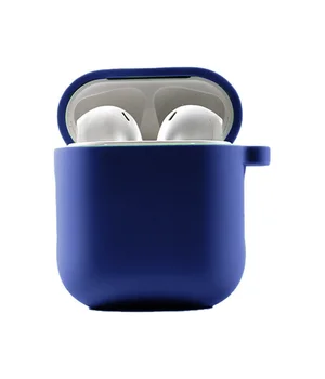 Силиконовый футляр с микрофиброй для наушников Airpods 1/2 Темно-синий / Midnight blue