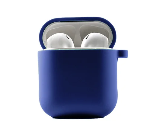 Силиконовый футляр с микрофиброй для наушников Airpods 1/2 Темно-синий / Midnight blue