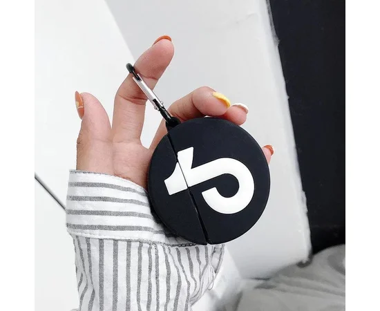 Силиконовый футляр Logo series для наушников AirPods 1/2 + карабин TikTok