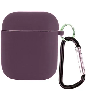 Силиконовый футляр с микрофиброй для наушников Airpods 1/2 Фиолетовый / Elderberry