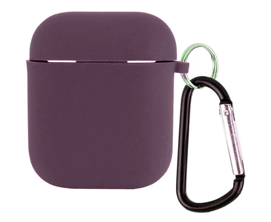 Силиконовый футляр с микрофиброй для наушников Airpods 1/2 Фиолетовый / Elderberry