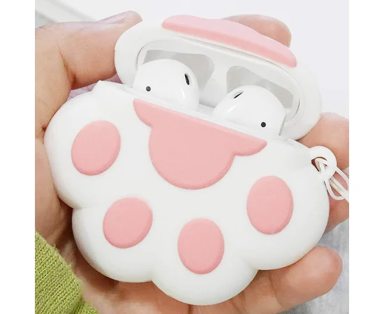 Силиконовый футляр Paw для наушников AirPods + кольцо Белый