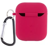 Силіконовий футляр з мікрофіброю для навушників Airpods 1/2 Червоний / Rose Red
