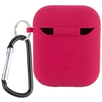 Силиконовый футляр с микрофиброй для наушников Airpods 1/2 Красный / Rose Red