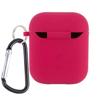 Силиконовый футляр с микрофиброй для наушников Airpods 1/2 Красный / Rose Red