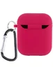Силиконовый футляр с микрофиброй для наушников Airpods 1/2 Красный / Rose Red