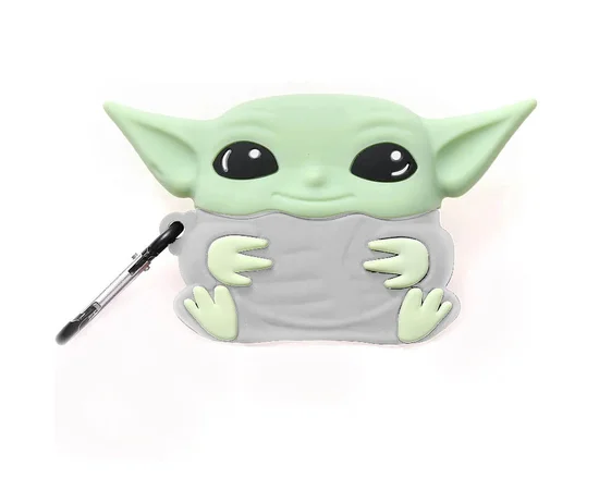 Силиконовый футляр Cartoons&Heroes для наушников AirPods 3 + карабин Грогу серый