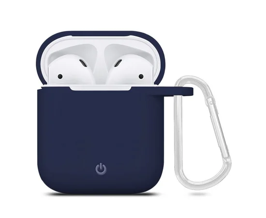 Силиконовый футляр с карабином для наушников AirPods Темно-синий / Midnight blue