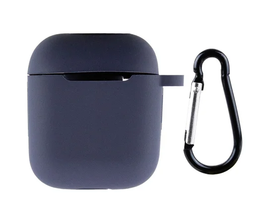 Силиконовый футляр New с карабином для наушников Airpods 1/2 Темно-синий / Midnight blue