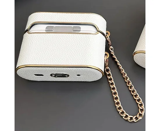 Шкіряний футляр Suitcase для навушників AirPods 3 White