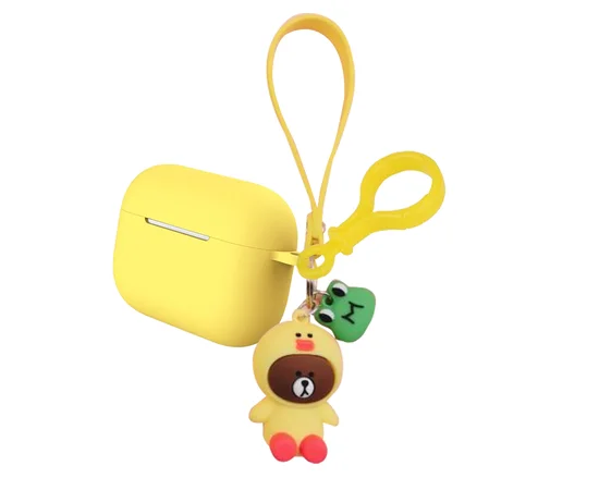 Силиконовый футляр Cute Charm для наушников AirPods Pro Медведь в костюме / Желтый