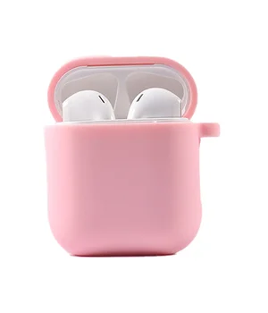 Силиконовый футляр с микрофиброй для наушников Airpods 1/2 Розовый / Pink