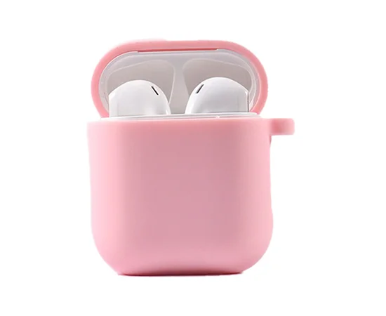 Силиконовый футляр с микрофиброй для наушников Airpods 1/2 Розовый / Pink